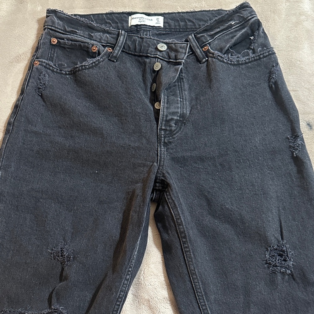 Abercrombie & Fitch Charcoal High Rise Jeans - Picture 1 of 9